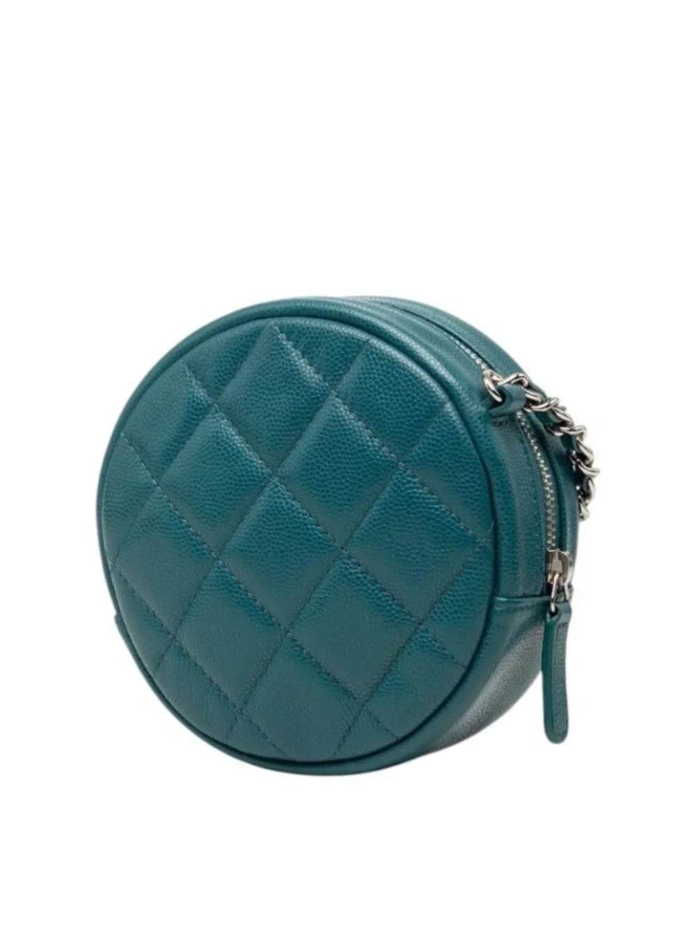 Chanel Quilted CC Logo Mini Chain Classic Shoulder Bag Green Caviar Leather